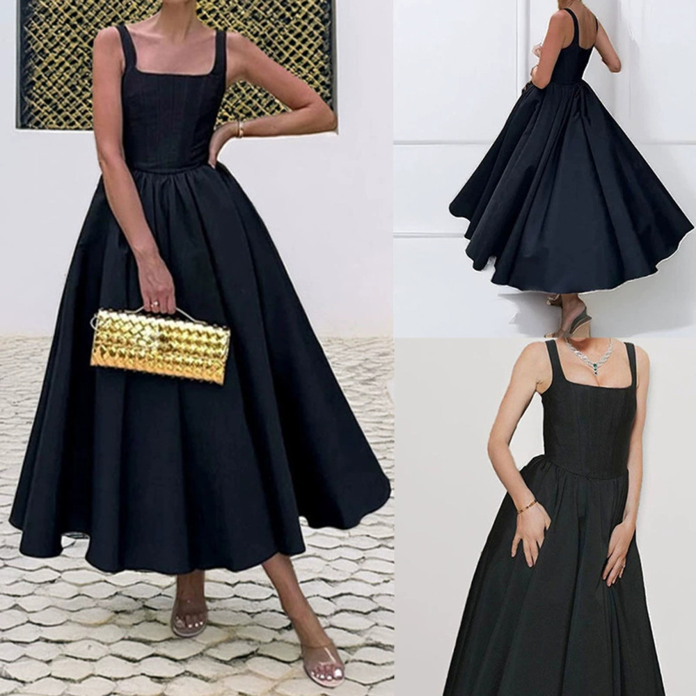 ZARA Summer Stylish Elegant Solid Color Off Shoulder Fitted Waist Flared Dress